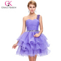 Grace Karin Ladies Beaded One Shoulder Sweetheart Organza Short Lilac Cocktail Dress CL4589-6